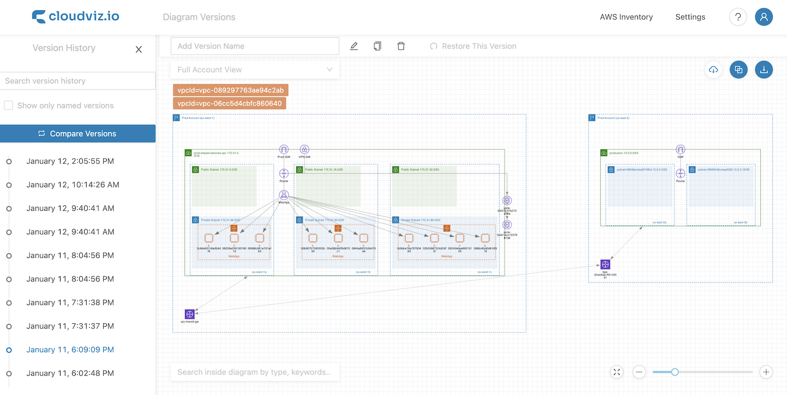 Diagram Version History